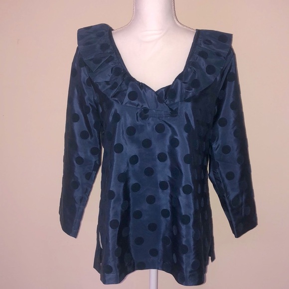 Devon Baer Silk polka Dot Blouse - Picture 12 of 13